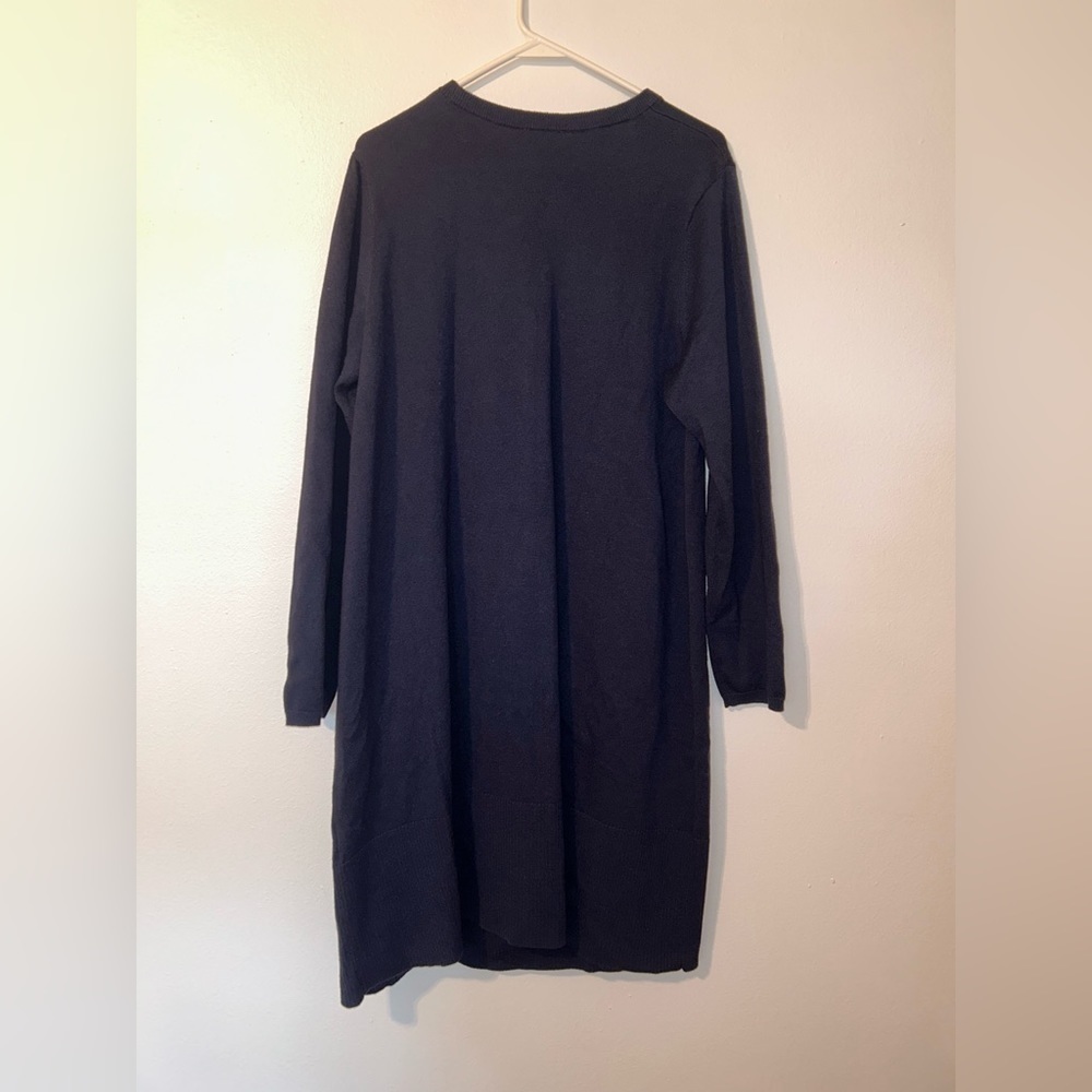 J. Jill Knit Dress NWT Navy Blue Simple ribbed detail at neck, wrist and hem L - Picture 6 of 13